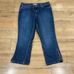Vintage Y2K Tommy Hilfiger Blue Denim Cropped Flare Leg Jeans Womens Size‎ 10